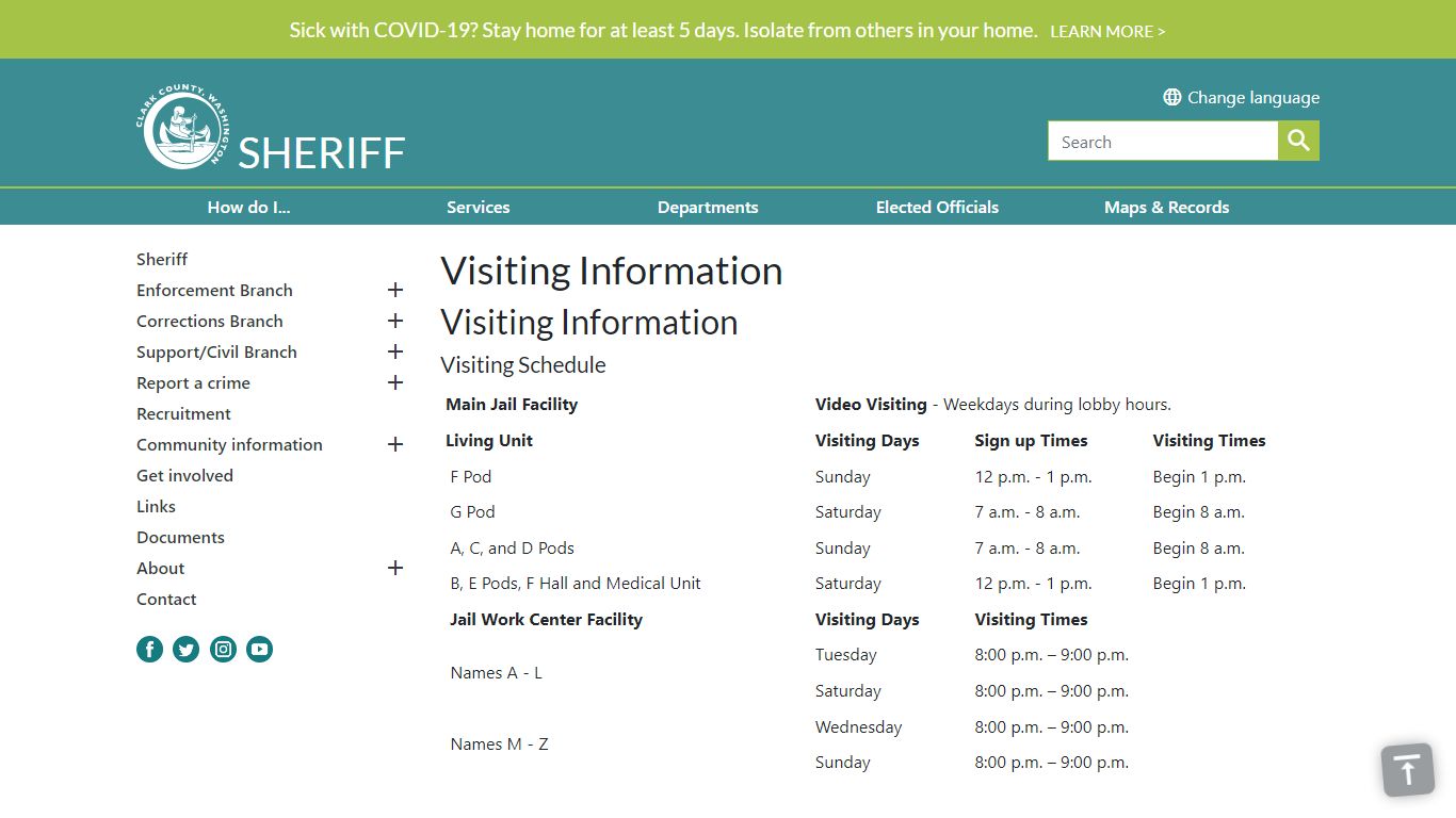 Visiting Information | Clark County